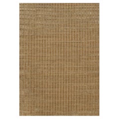 10'x14' Brown Natural Wool Vertical Stripes Design Hand Loomed Oriental Rug