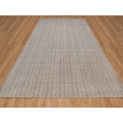 10'x14' Brown Stripes Design Salt and Pepper Effect Hand Loomed Pure Wool Rug