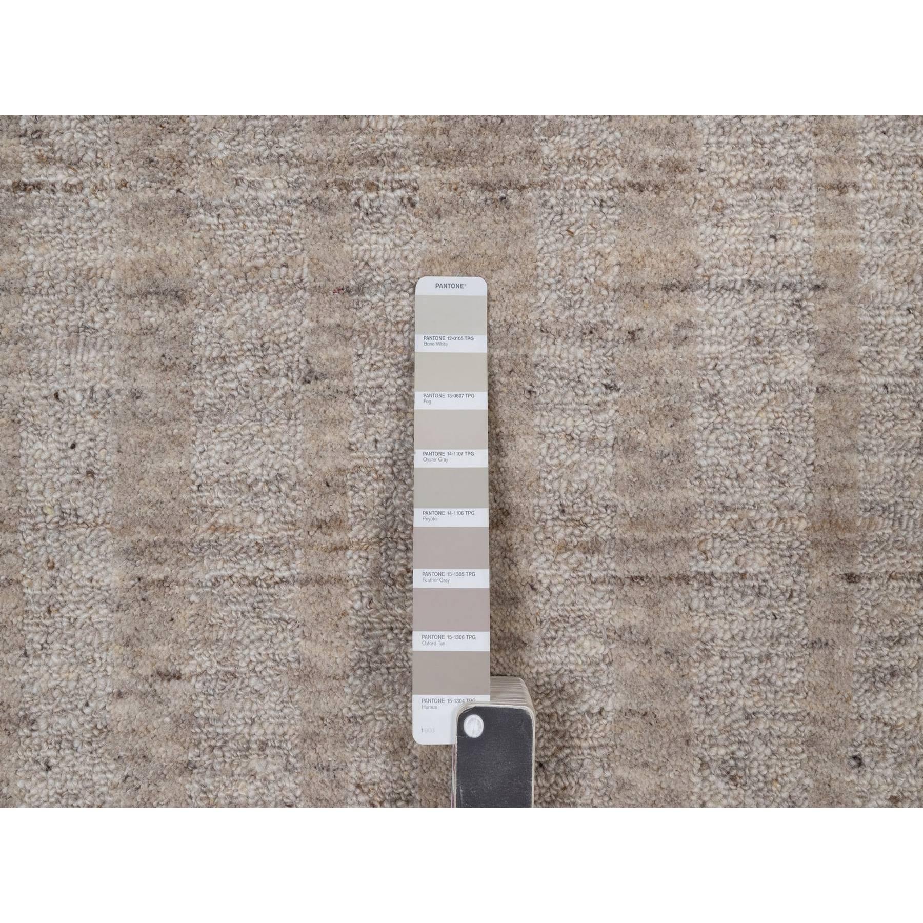 10'x14' Brauner Streifen Design Salz- und Pfeffereffekt Handgewebter Teppich aus reiner Wolle (21. Jahrhundert und zeitgenössisch) im Angebot