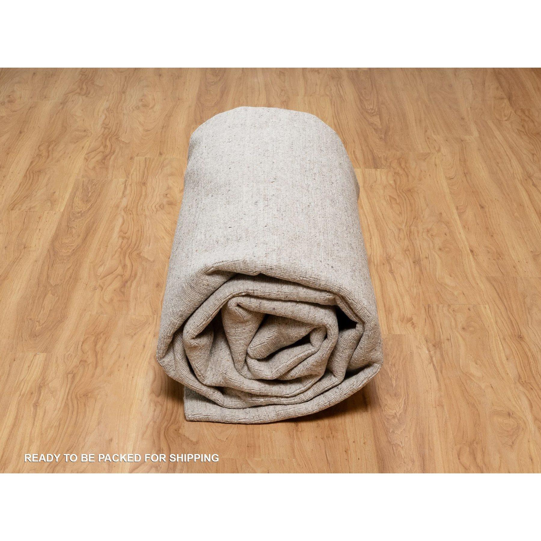 10'x14' Brauner Streifen Design Salz- und Pfeffereffekt Handgewebter Teppich aus reiner Wolle im Angebot 2