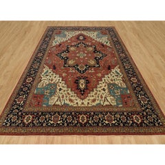 10'x14' Bruschetta Red Pure Wool Hand Knotted Heris Re-Creation Oriental Rug