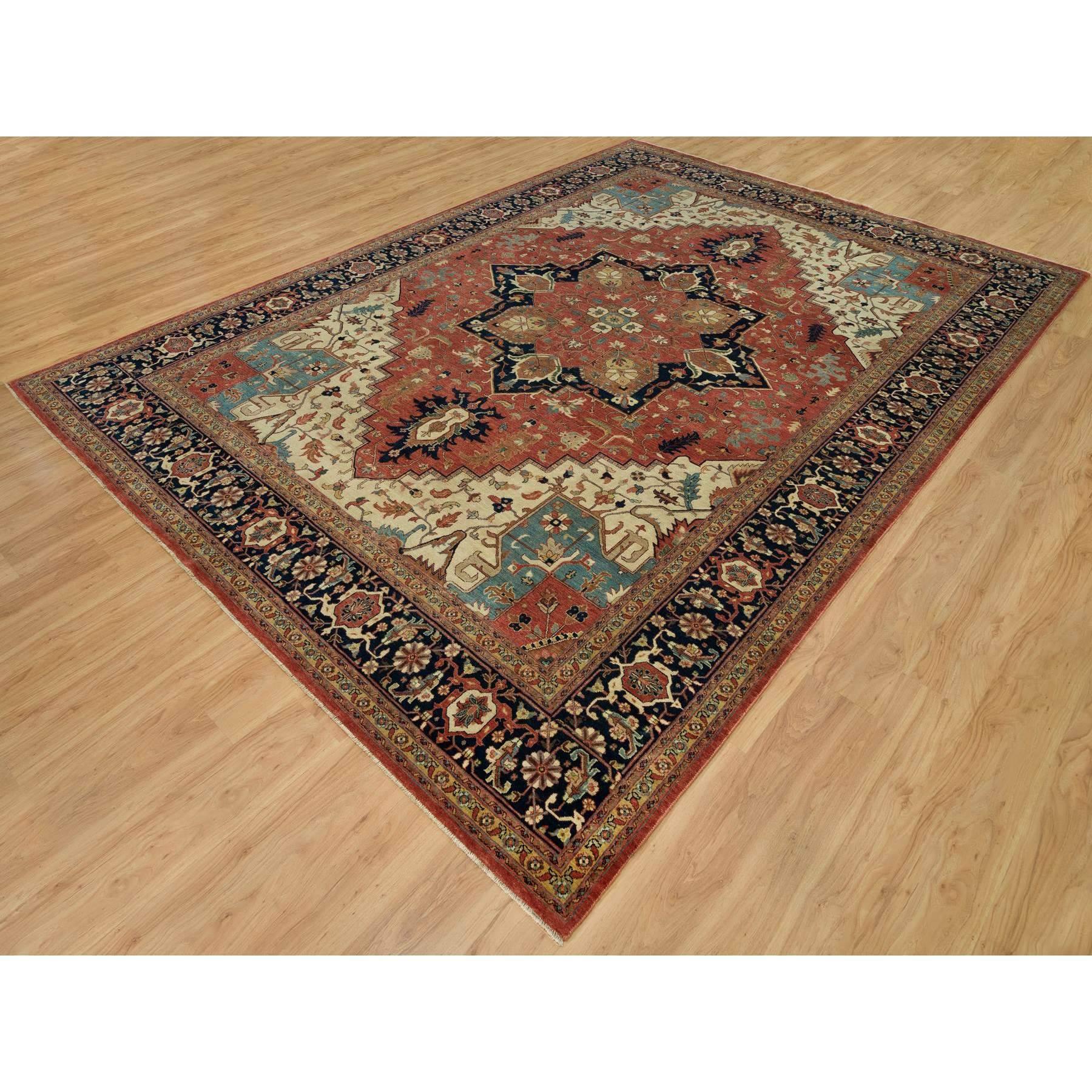 Alfombra Oriental Heris Re-Creación Pura Lana Anudada a Mano Rojo Bruschetta 10'x14' Heriz Serapi en venta