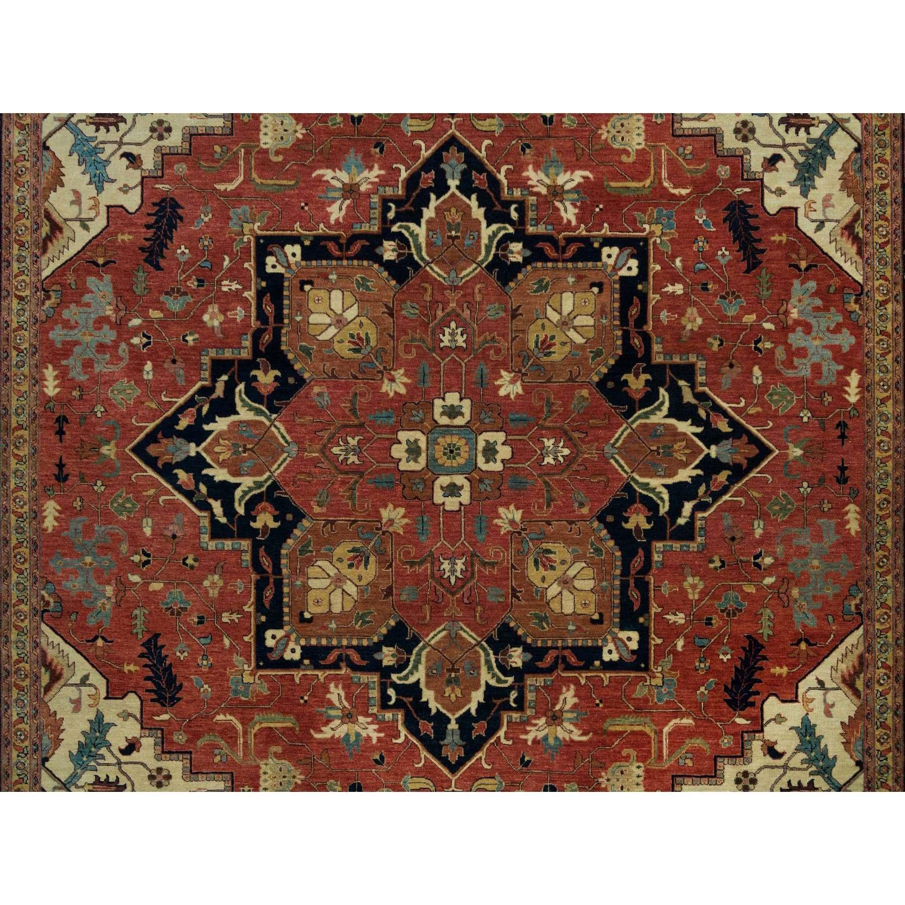 Alfombra Oriental Heris Re-Creación Pura Lana Anudada a Mano Rojo Bruschetta 10'x14' en venta 1