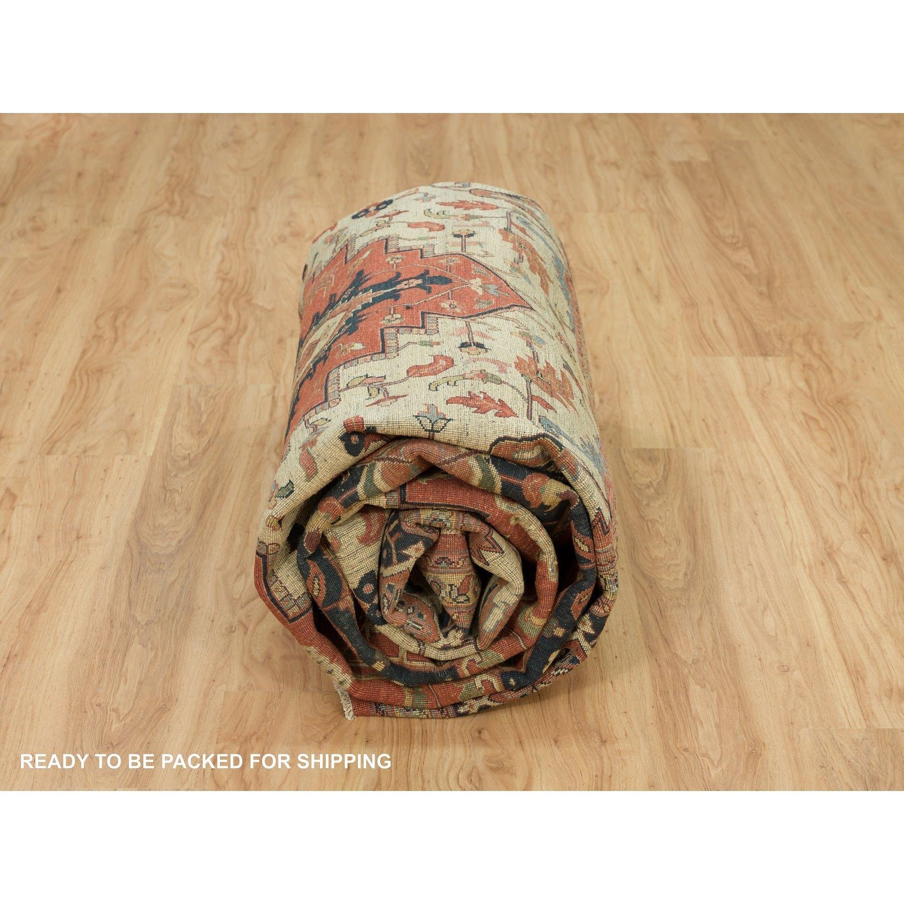 Alfombra Oriental Heris Re-Creación Pura Lana Anudada a Mano Rojo Bruschetta 10'x14' en venta 2