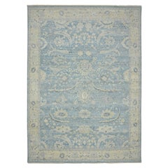 Carolina Blue 10
x14
 Tappeto in pura lana annodato a mano con disegno di foglie di falce a pelo zero