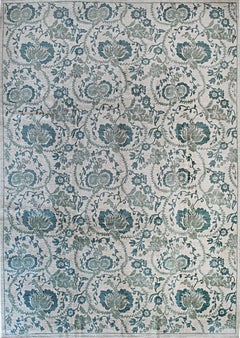 10x14 Cassandra Bianca Green Classic Floral Hand Knotted Afghan Wool Carpet Rug