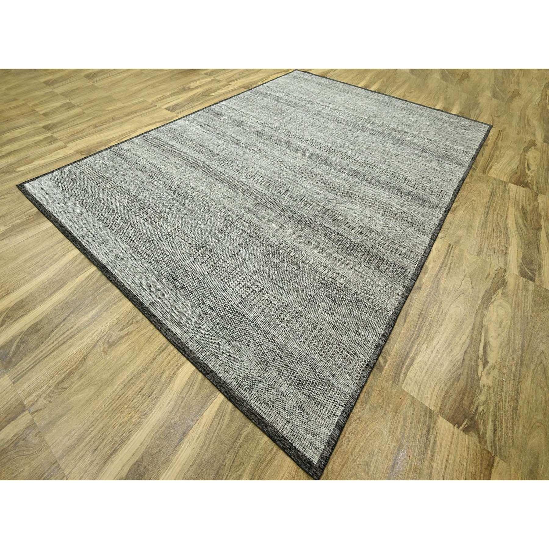 Moderne 10'x14' Caviar Black Tapis oriental noué à la main en pure laine oxydée Grass Design/One en vente