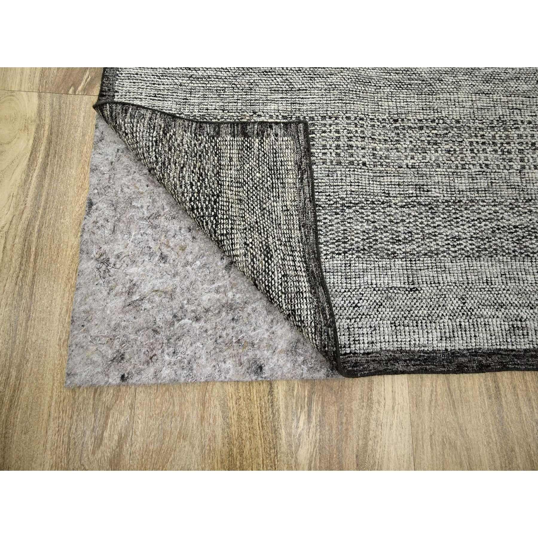 Indien 10'x14' Caviar Black Tapis oriental noué à la main en pure laine oxydée Grass Design/One en vente