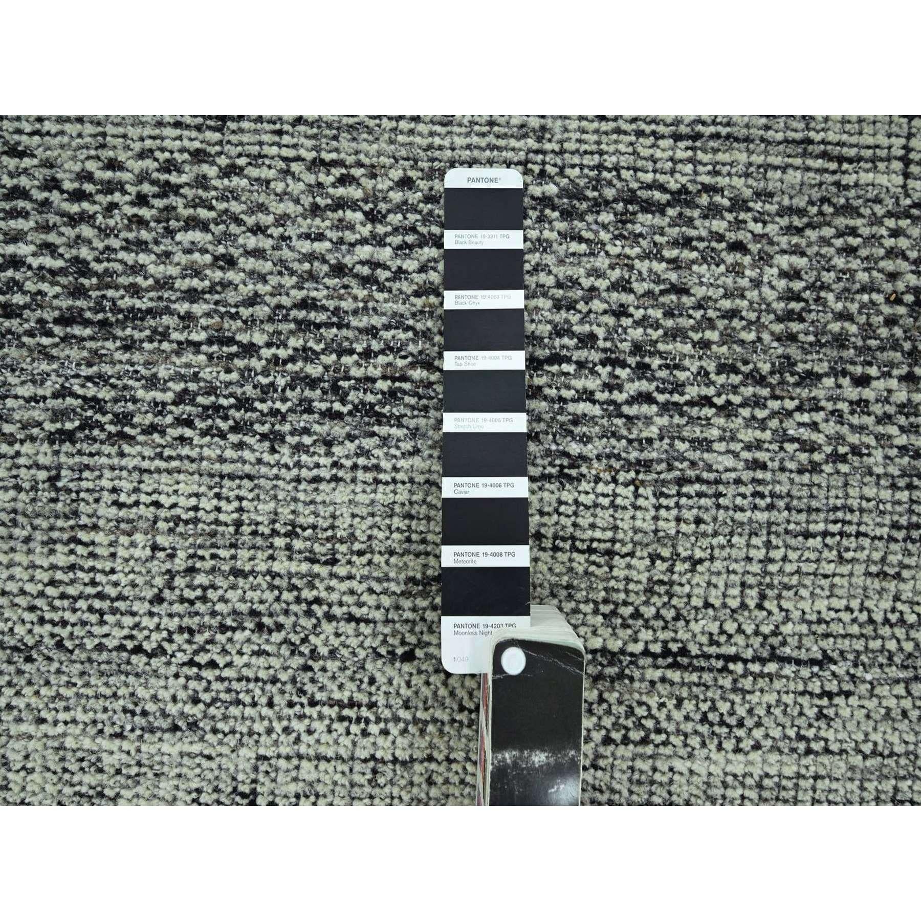 XXIe siècle et contemporain 10'x14' Caviar Black Tapis oriental noué à la main en pure laine oxydée Grass Design/One en vente