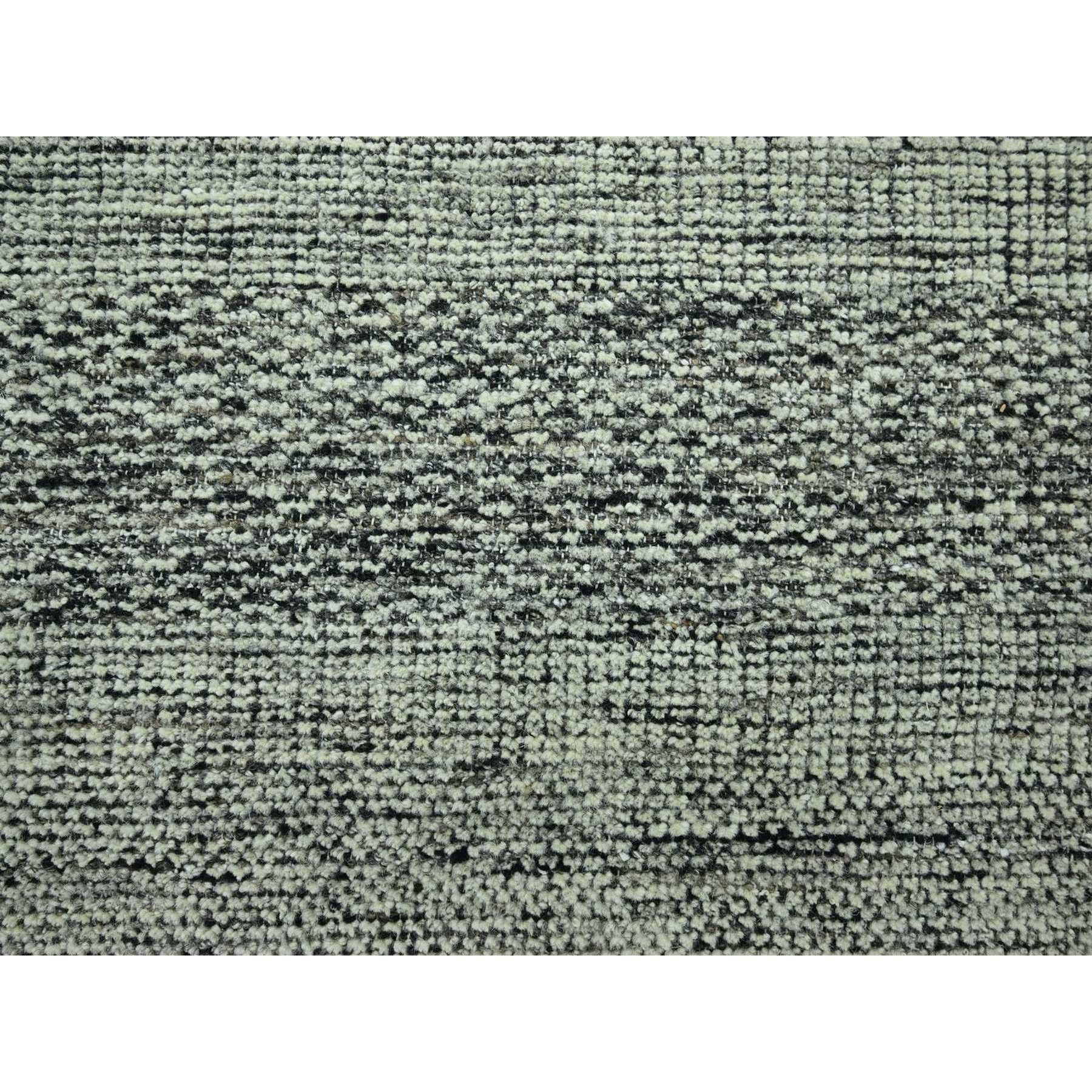 Laine 10'x14' Caviar Black Tapis oriental noué à la main en pure laine oxydée Grass Design/One en vente