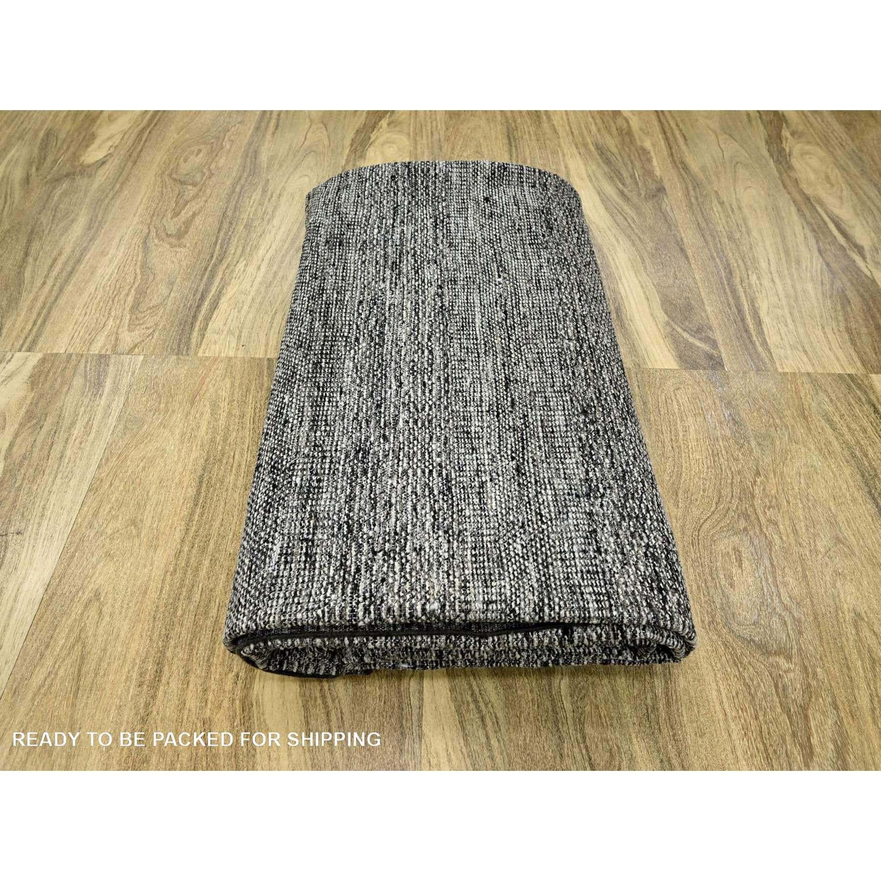 10'x14' Caviar Black Tapis oriental noué à la main en pure laine oxydée Grass Design/One en vente 1