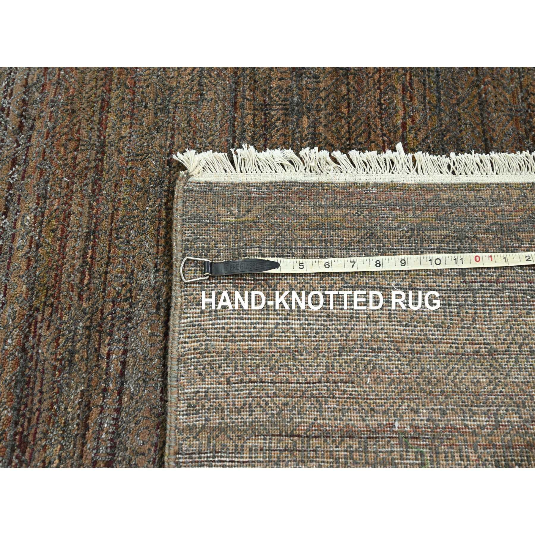 10'x14' Cinnamon Brown Modern Grass Design Tappeto in lana e seta annodato a mano in vendita 3