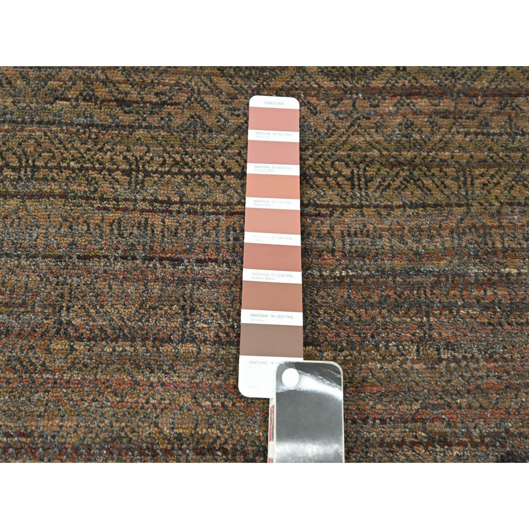 XXI secolo e contemporaneo 10'x14' Cinnamon Brown Modern Grass Design Tappeto in lana e seta annodato a mano in vendita