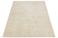10x14 Zeitgenössischer Wollteppich im Oushak-Stil Pastellfarbenes Blumendesign