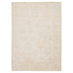 10x14 Contemporary Oushak Style Area Wool Rug  Pastel Floral Design