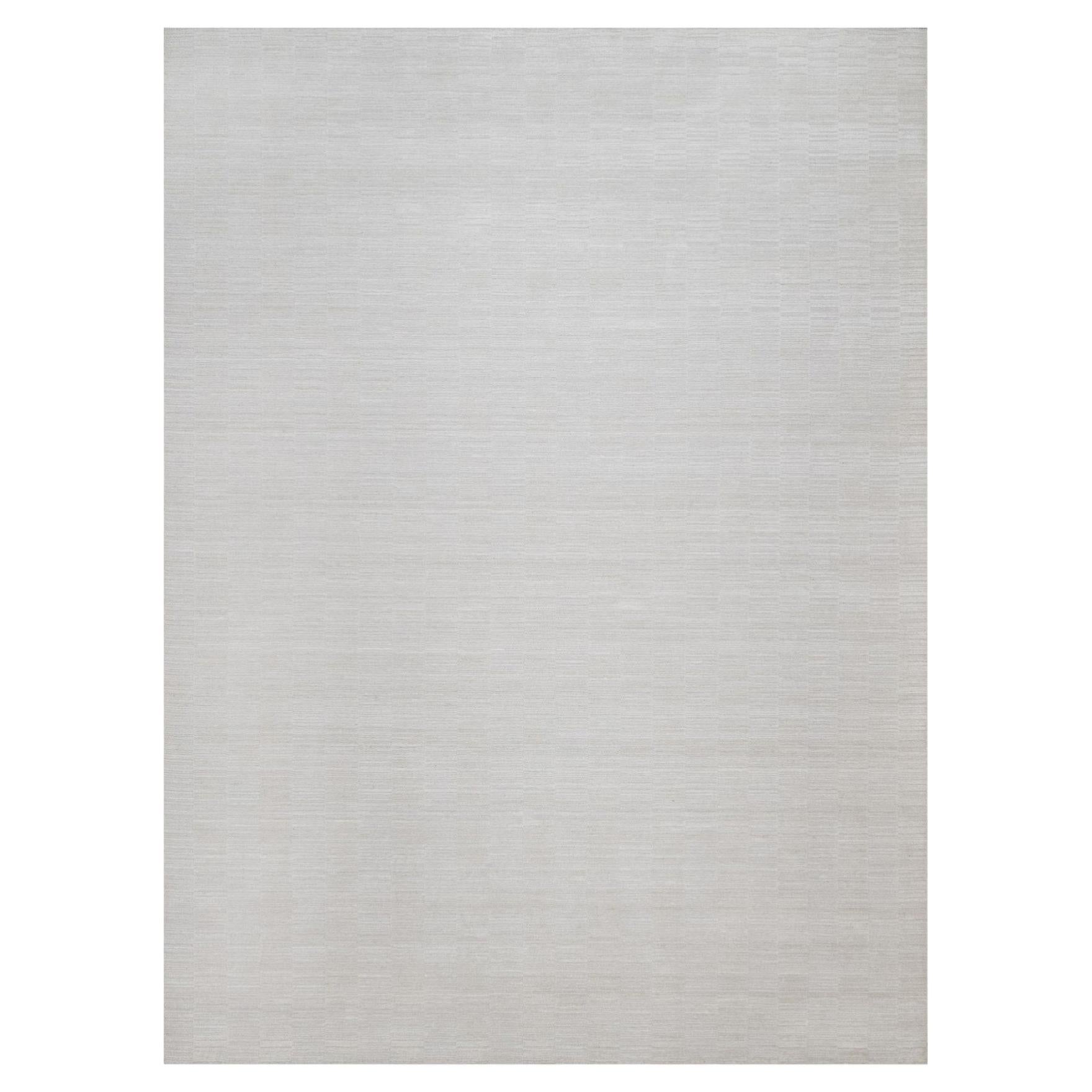 Tapis tissé à la main en polyester blanc « Daisy », 10'x14', motif « Striae » moderne et uni