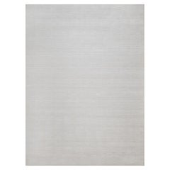 10'x14' Daisy White Polyester Plain Modern Striae Design Hand Loomed Rug