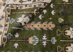10x14 Dark Green Ivory Persian Tree Of Life Hand Knotted Wool Rug ( G-14692 )