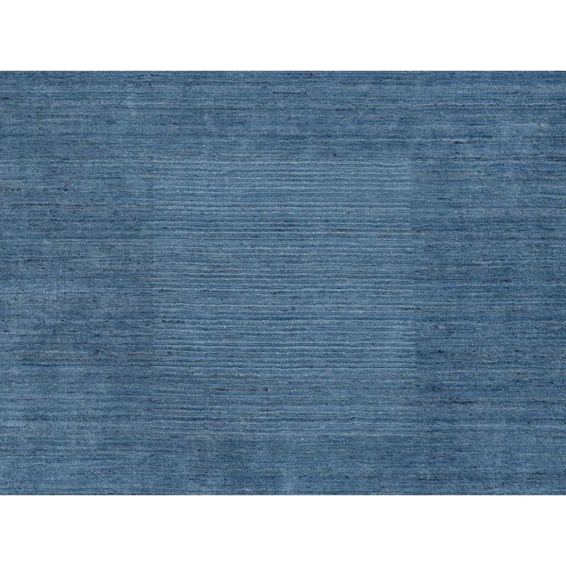 10'x14' Alfombra oriental de lana de diseño moderno tejida a mano azul vaquero tono sobre tono en venta 1