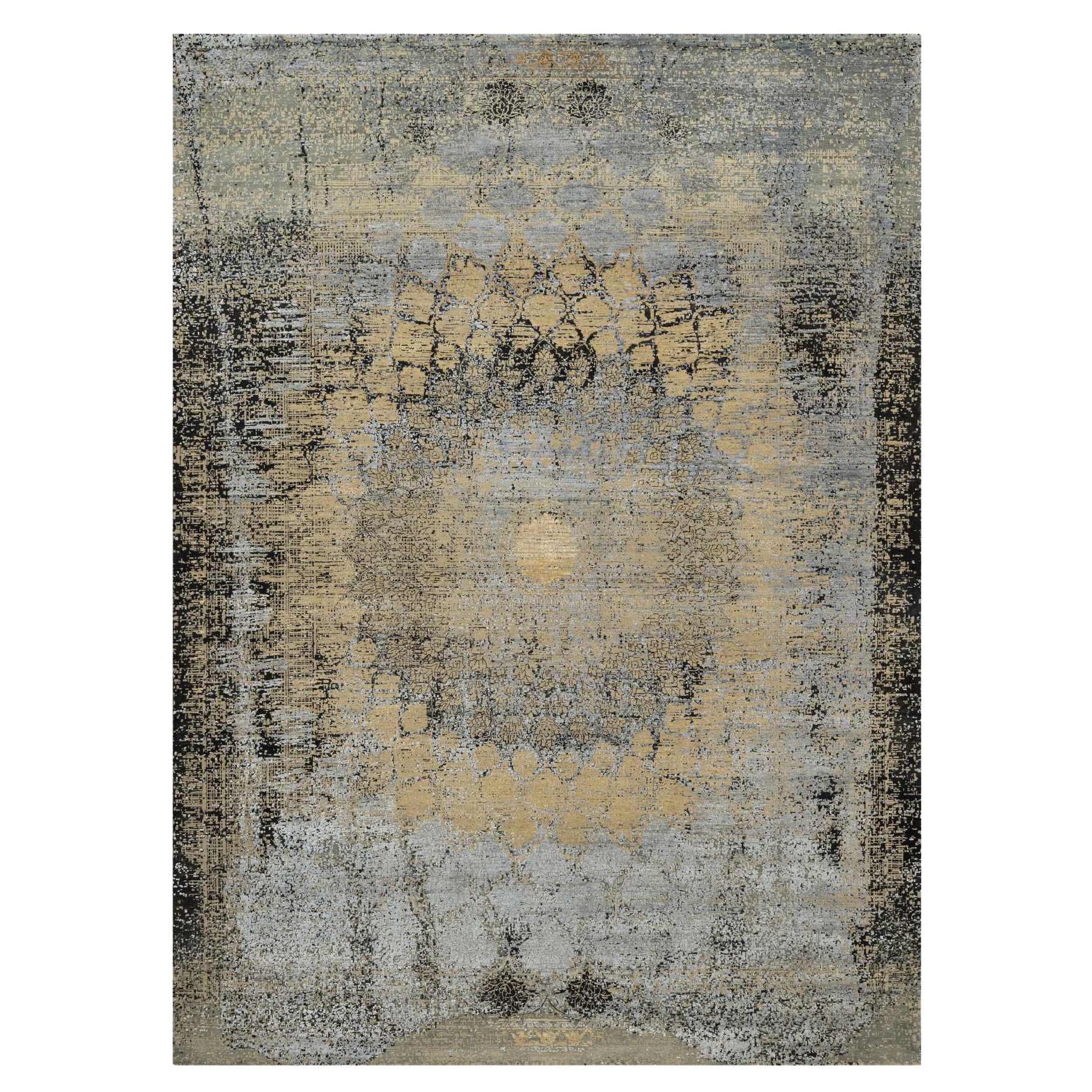 10
x14
 Ecru Brown Broken and Erased Tappeto orientale in seta e lana annodato a mano in vendita