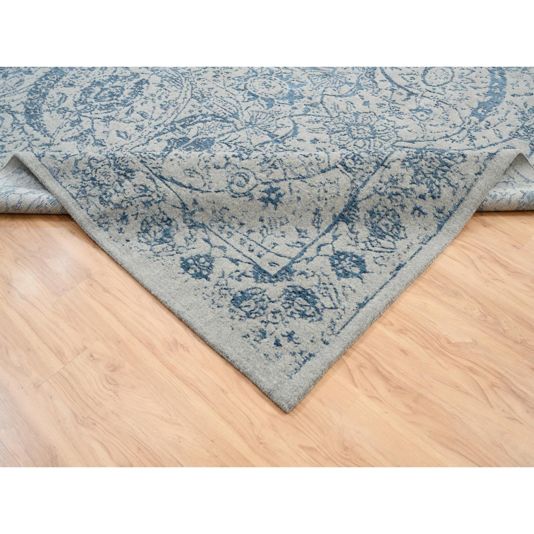 XXIe siècle et contemporain Tapis gris tissé à la main en laine Jacquard et soie végétale 10'x14'. en vente