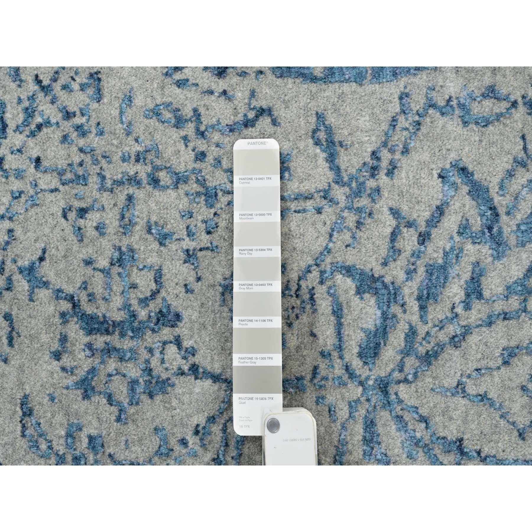 Soie Tapis gris tissé à la main en laine Jacquard et soie végétale 10'x14'. en vente