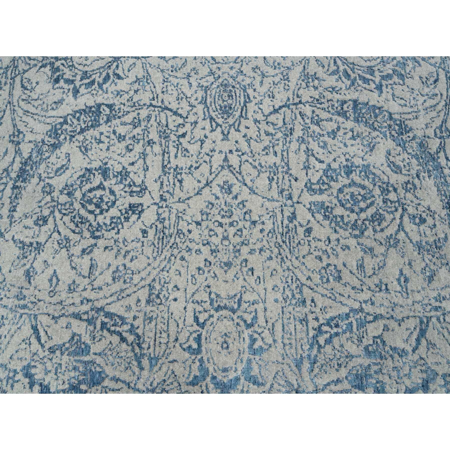 Tapis gris tissé à la main en laine Jacquard et soie végétale 10'x14'. en vente 1