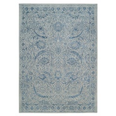 10'x14' Fine Jacquard Wool and Plant Based Silk Hand Loomed Gray Rug