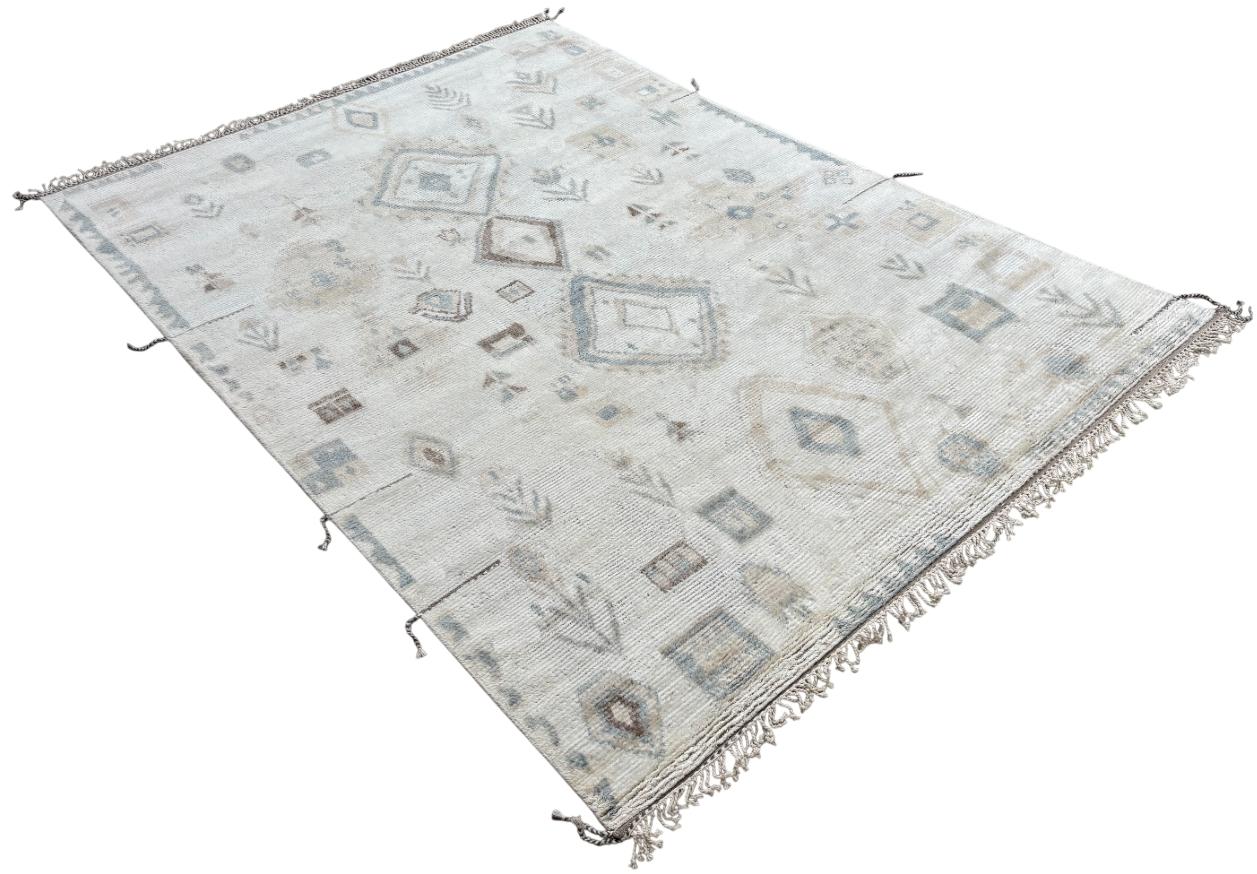 Moderne 10x14 Ft Tapis de style marocain fait main, 100% laine naturelle. Tapis Beni Ourain en vente