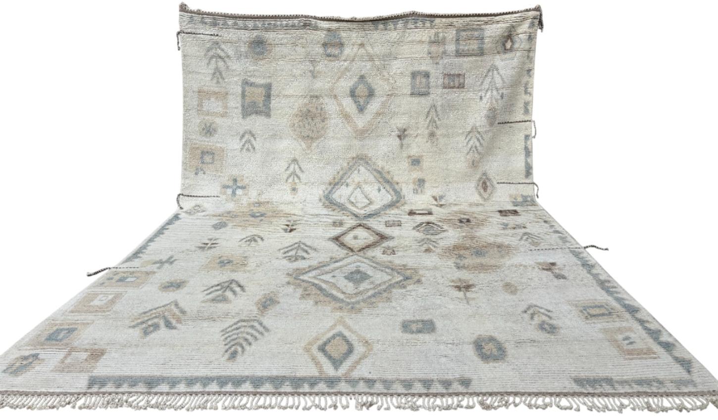 Turc 10x14 Ft Tapis de style marocain fait main, 100% laine naturelle. Tapis Beni Ourain en vente