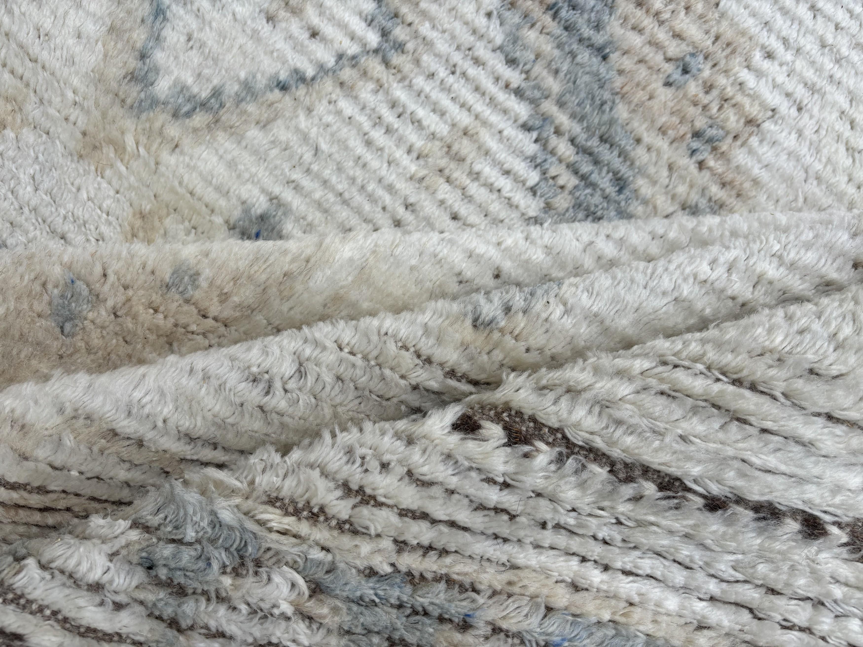 Noué à la main 10x14 Ft Tapis de style marocain fait main, 100% laine naturelle. Tapis Beni Ourain en vente