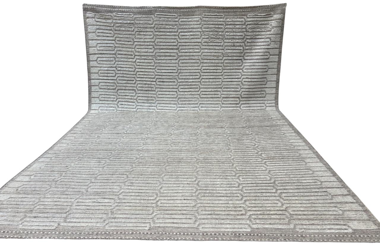10x14 Ft Handmade Moroccan style Rug. 100% Wool. Modern Beni Ourain Carpet Turco en venta