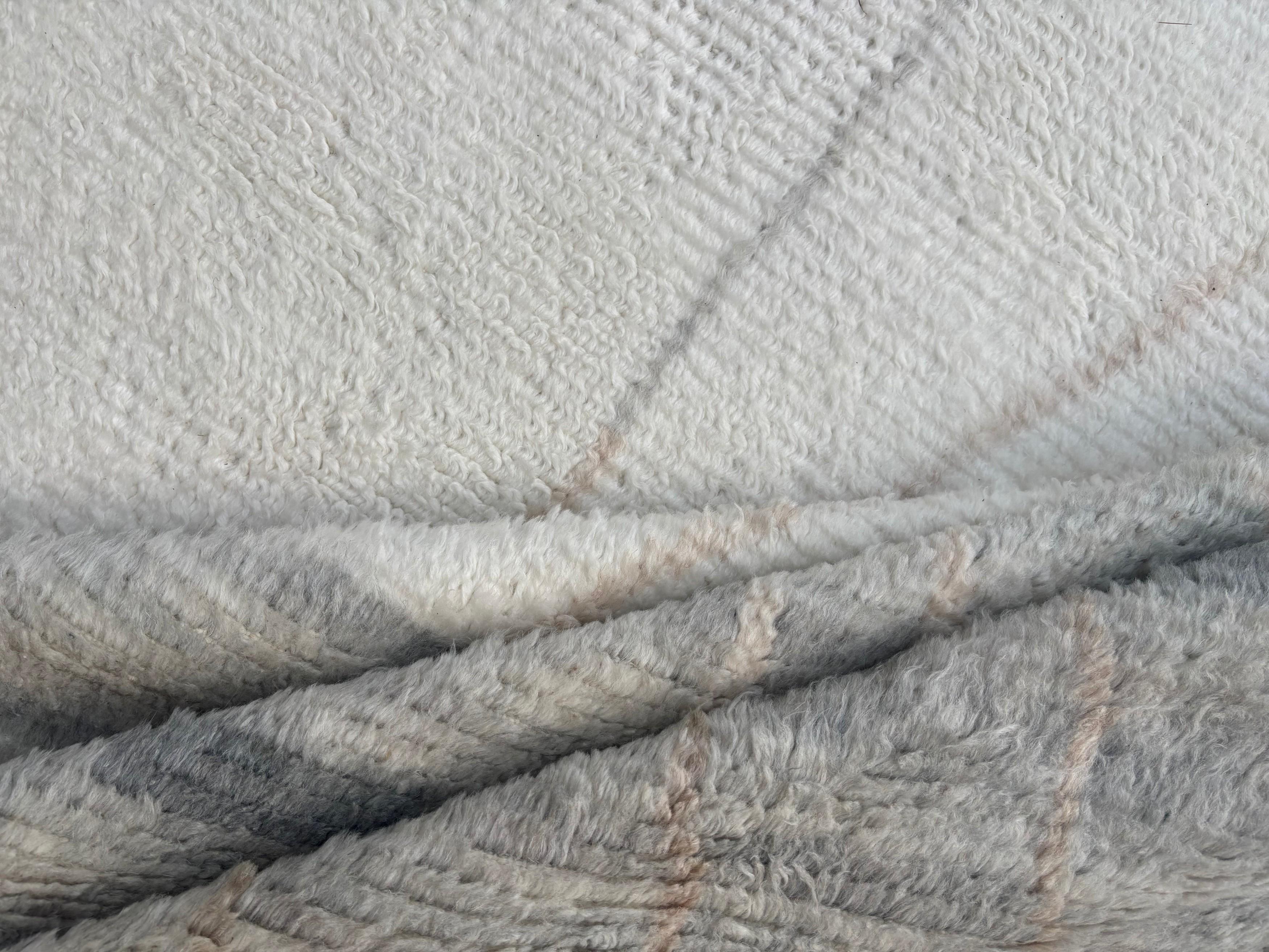 Alfombra de estilo marroquí de 10x14 pies hecha a mano. 100% lana. Alfombra moderna Beni Ourain Anudado a mano en venta