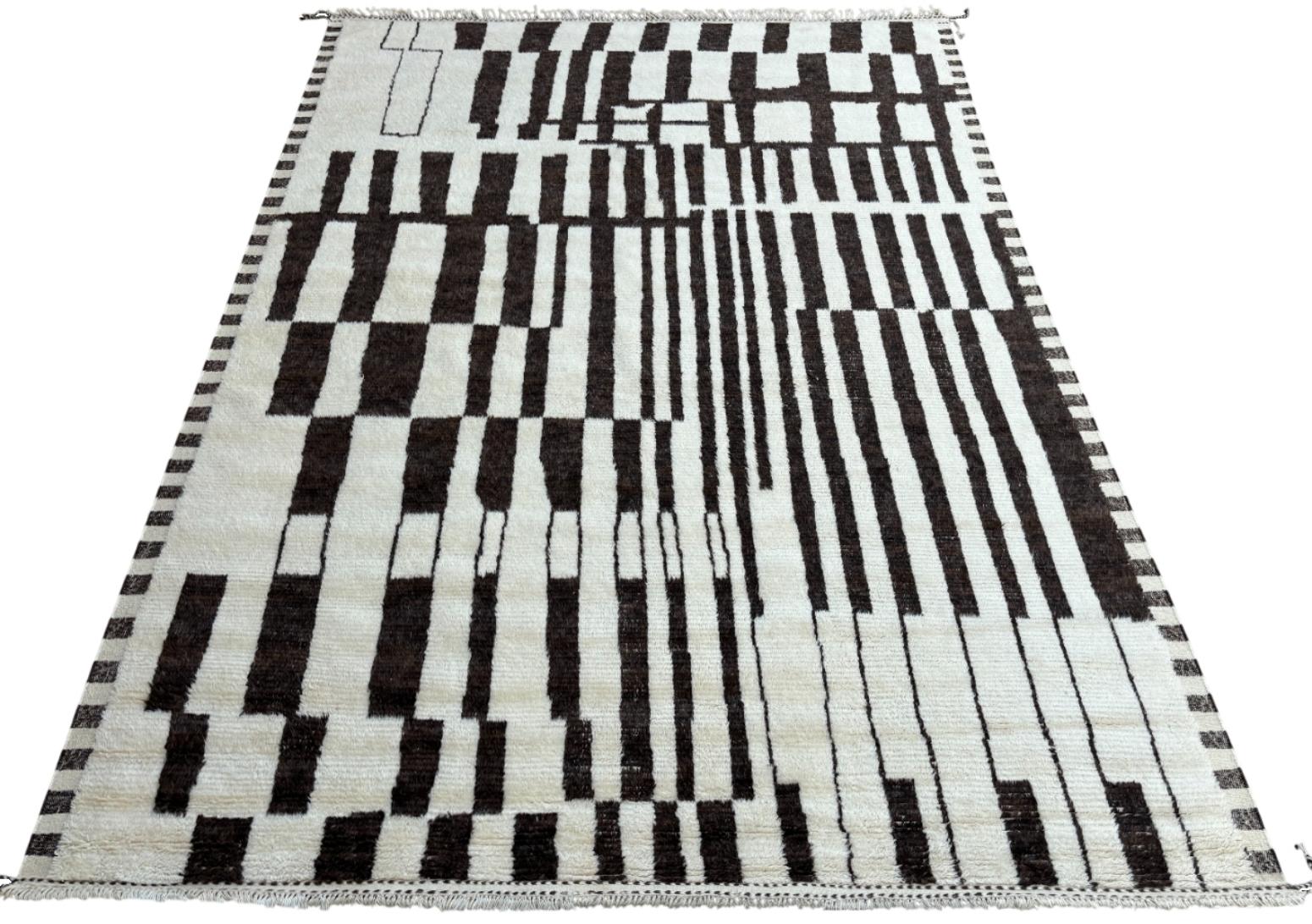 Alfombra moderna marroquí de estilo bereber de 10x14 pies. Opciones personalizadas disponibles. 100% Lana Moderno en venta