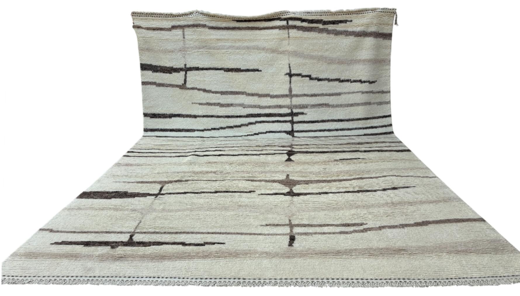 Alfombra moderna marroquí de estilo bereber de 10x14 pies. Opciones personalizadas disponibles. 100% Lana Turco en venta