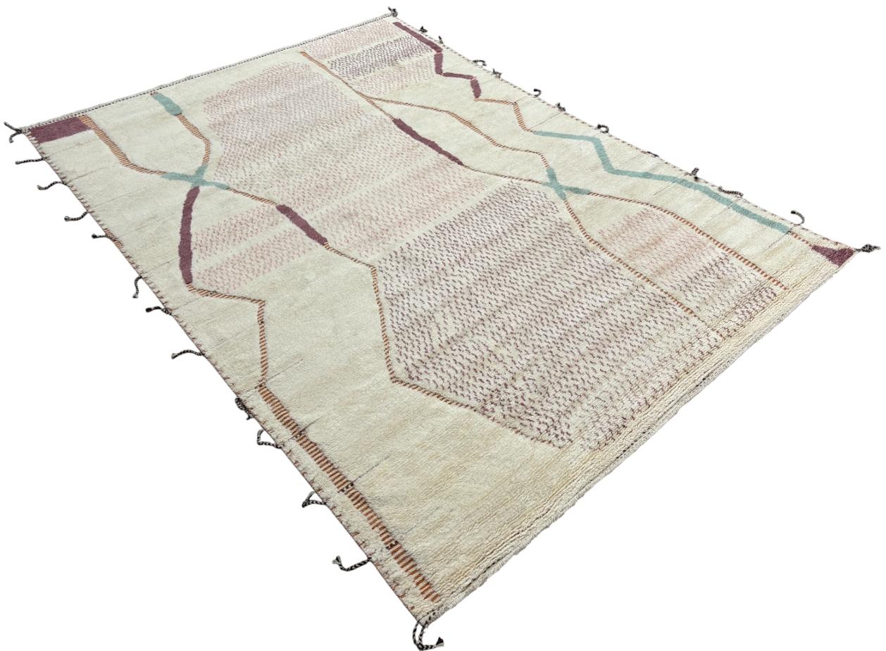 Alfombra moderna hecha a mano de estilo marroquí de 10x14 pies. 100% Lana. Opciones personalizadas disponibles Moderno en venta