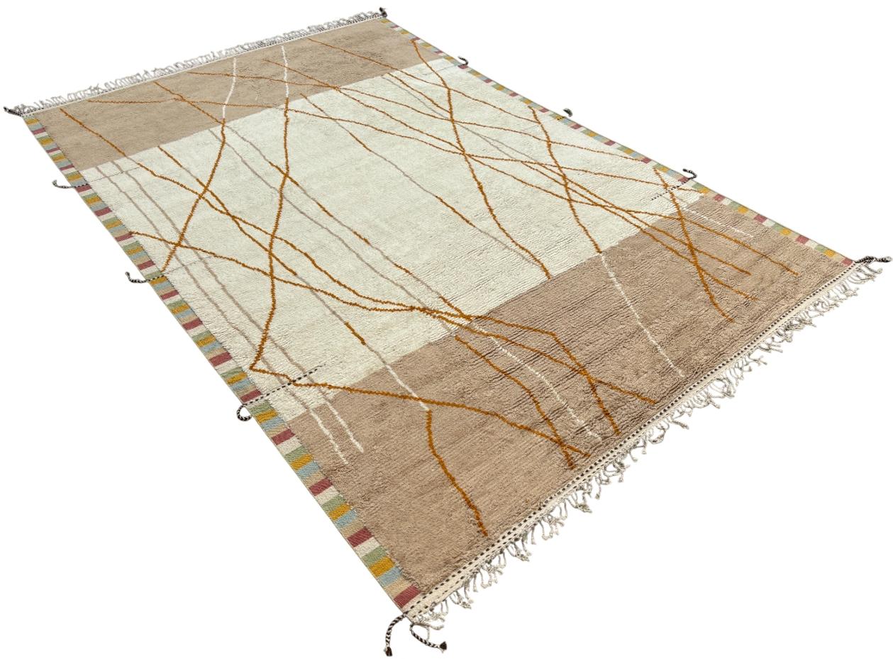 Turkish 10x14 Ft Modern Moroccan style Handmade Rug, 100% Wool. Custom Options Available For Sale