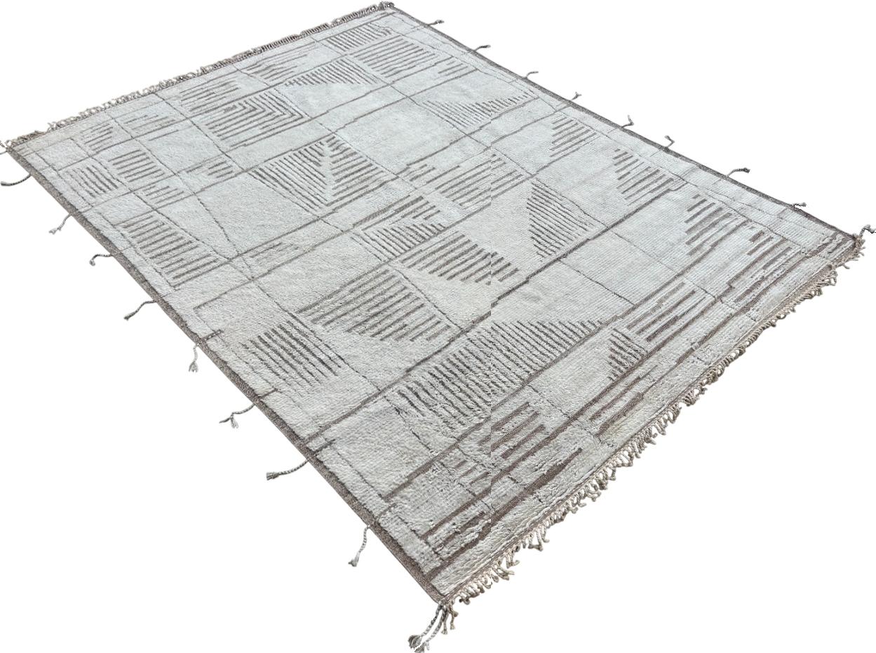 Turkish 10x14 Ft Modern Moroccan style Handmade Rug, 100% Wool. Custom Options Available For Sale