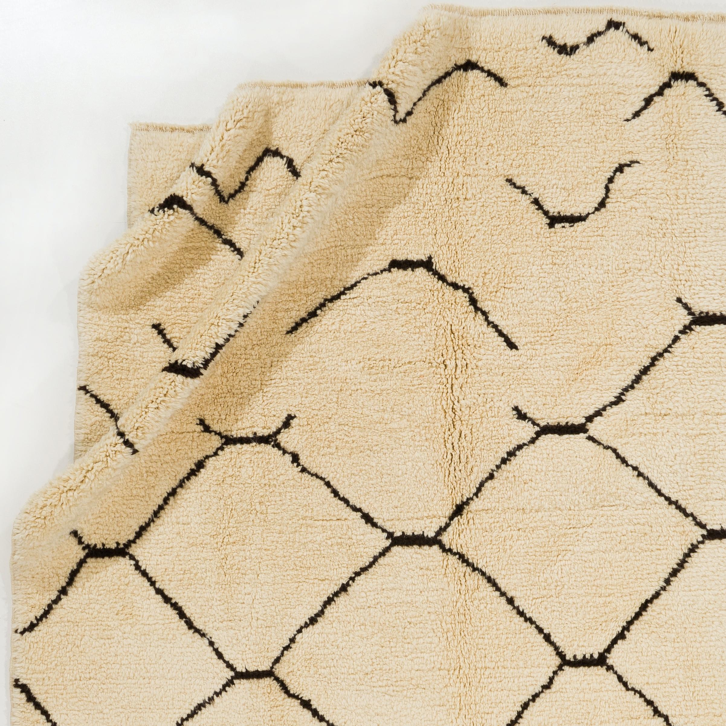 10x14 Fuß Marokkanischer Teppich. 100% natürliche Wolle. Moderner handgeknüpfter „Tulu“-Teppich (Handgeknüpft) im Angebot