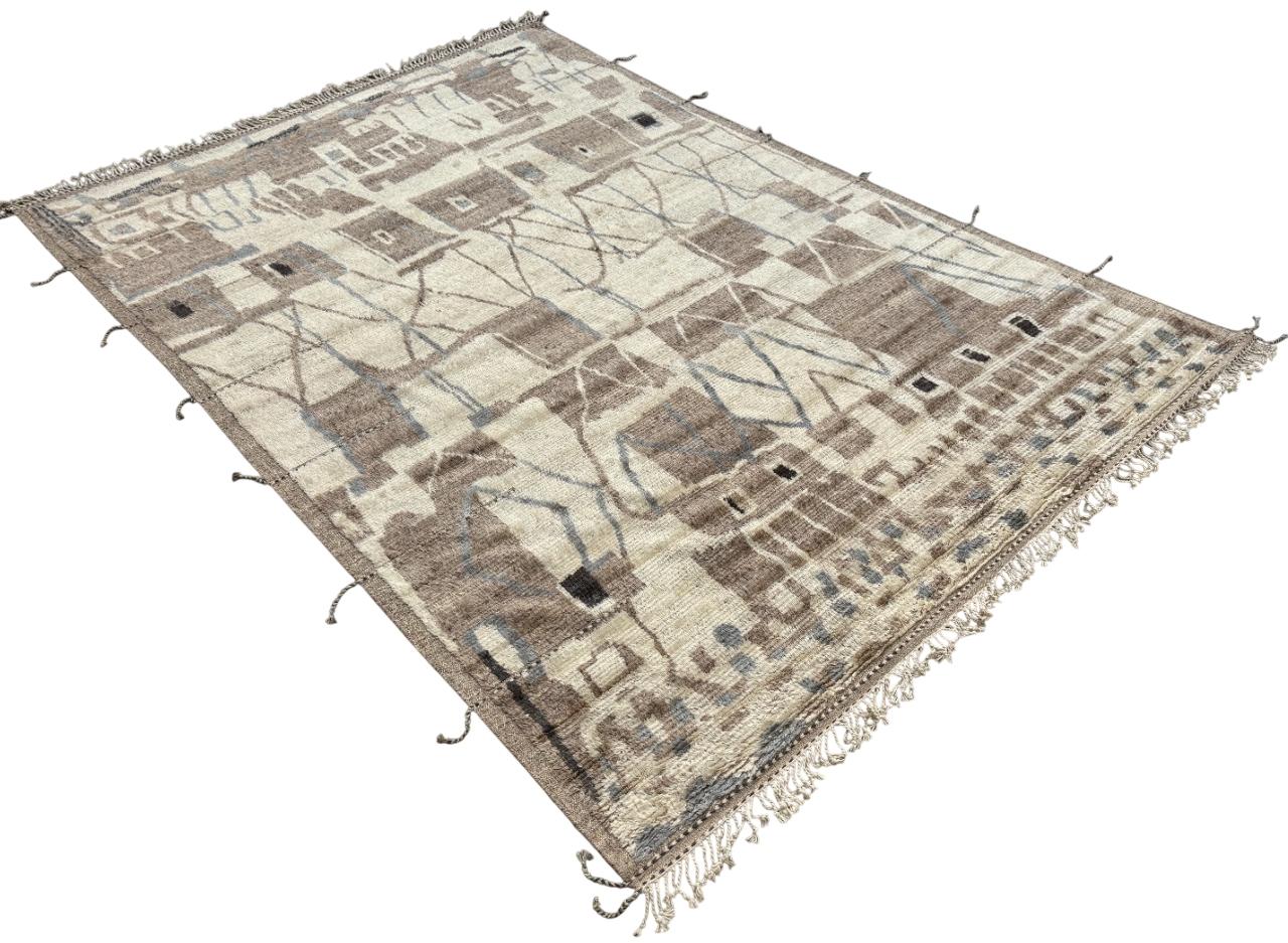 Modern 10x14 Ft Moroccan style Handmade Rug. All Natural Wool. Custom Options Available For Sale