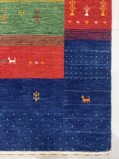 10x14 Gabbeh Navy Traditional Geometric Modern Handmade Wool Carpet Rug