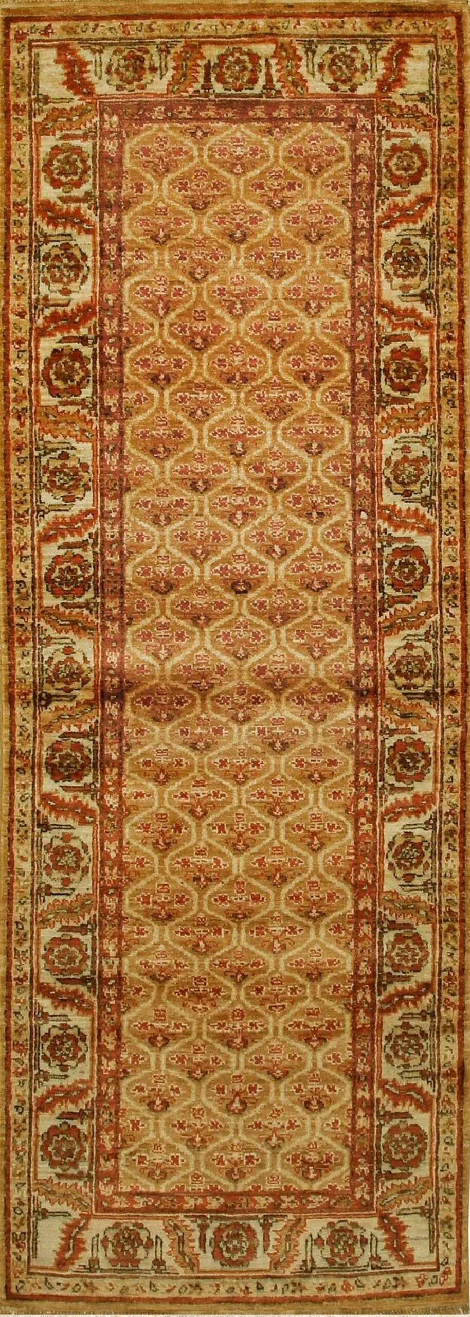 10x14 Giselle Zinnia Brown Geometric Floral Modern Hand Knotted Wool Carpet Rug For Sale
