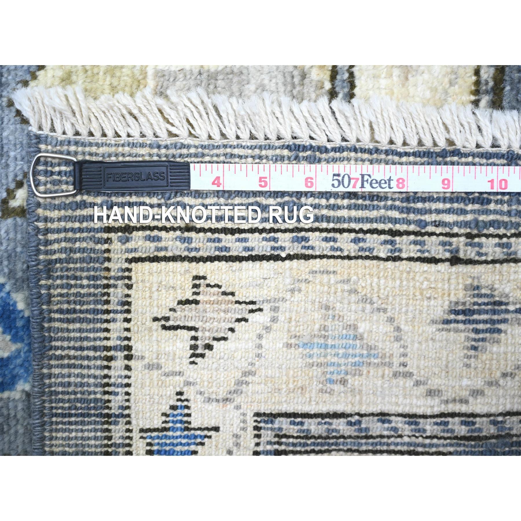 10'x14' Grauer afghanischer Angora Oushak-Wollteppich mit Allover-Muster, handgeknüpft im Angebot 4