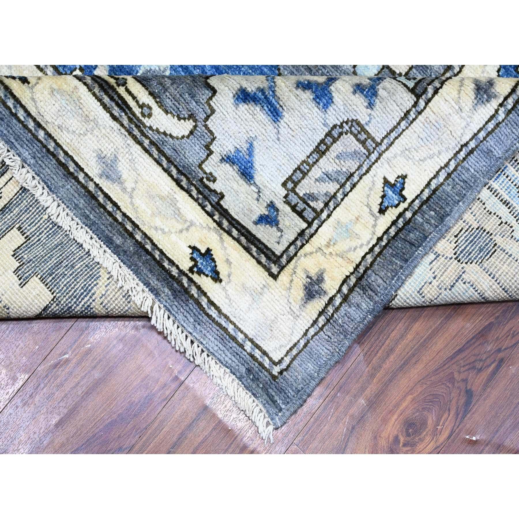 10'x14' Grauer afghanischer Angora Oushak-Wollteppich mit Allover-Muster, handgeknüpft (21. Jahrhundert und zeitgenössisch) im Angebot