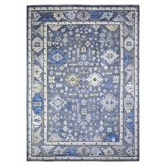 Tappeto di lana annodato a mano 10'x14' grigio Afghan Angora Oushak con motivo all over
