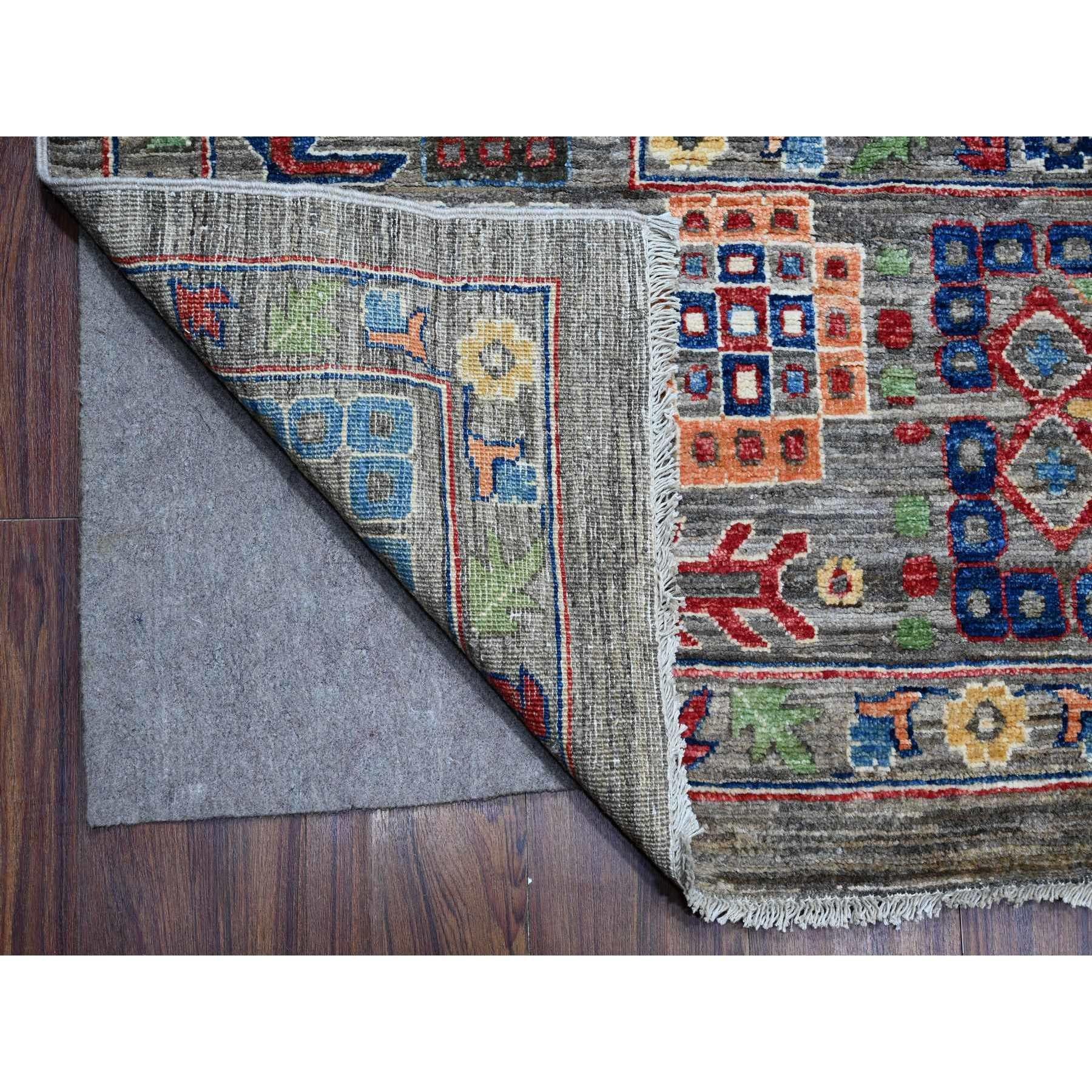 Afghan Tapis d'Orient 10'x14' Gris All Over Design Laine Noué à la Main Collection Aryana en vente