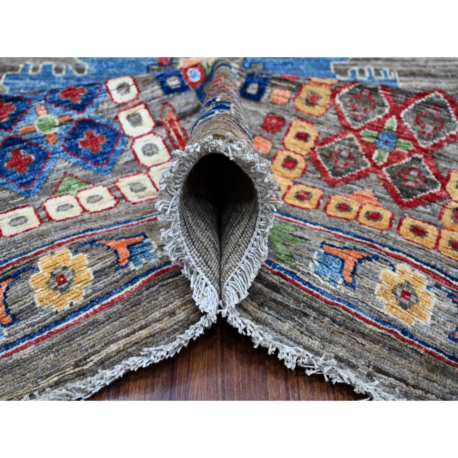 Noué à la main Tapis d'Orient 10'x14' Gris All Over Design Laine Noué à la Main Collection Aryana en vente