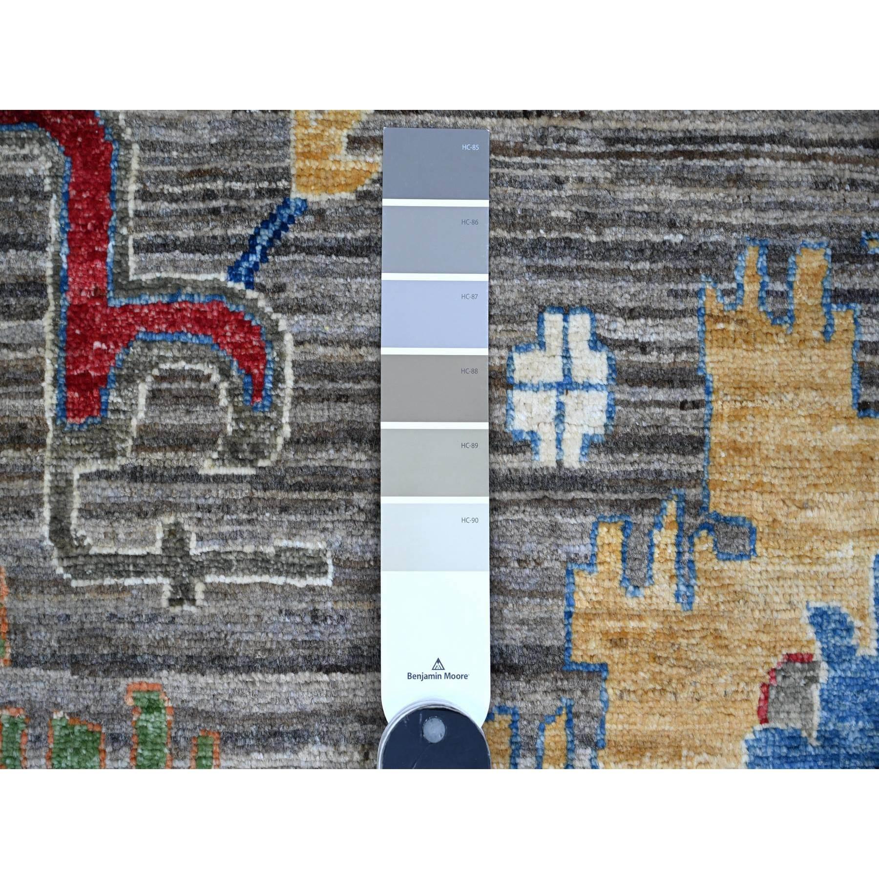 XXIe siècle et contemporain Tapis d'Orient 10'x14' Gris All Over Design Laine Noué à la Main Collection Aryana en vente