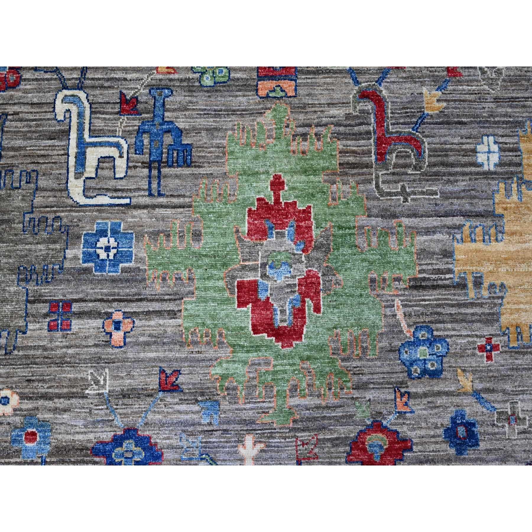 Tapis d'Orient 10'x14' Gris All Over Design Laine Noué à la Main Collection Aryana en vente 1