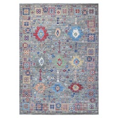 10'x14' Gray All Over Design Hand Knotted Wool Aryana Collection Oriental Rug